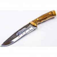 Нож Сафари-2, Кизляр СТО, сталь 65х13, резной купить в Волгограде